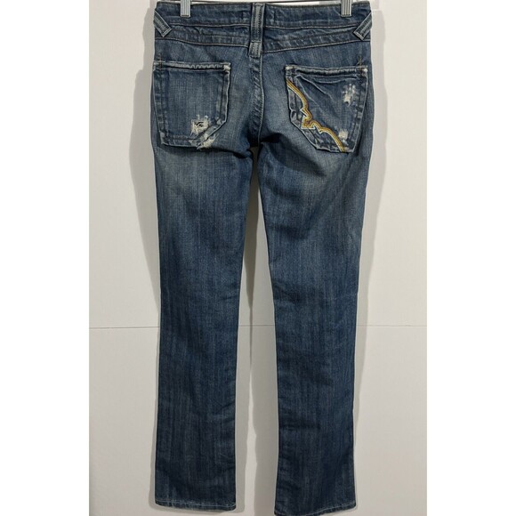 Vigoss Jeans Womens 26x27 Tomboy Boyfriend Distressed Medium Wash Embroidered - Picture 5 of 10